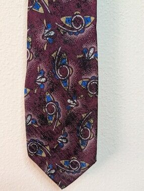 Vito Rufolo Silk Tie Burgundy Abstract Paisley Made in Italy